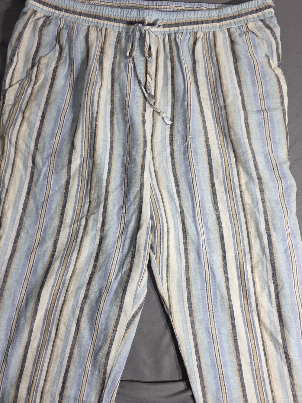 Zac & Rachel Light Blue, Navy & Cream Striped Drawstring Pants